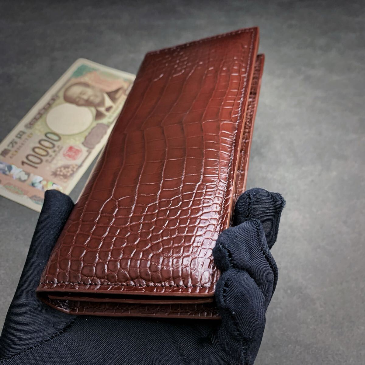 無双 折り財布(クロコダイル/長財布/センター部位/ハンドメイド 無双 折り財布(クロコダイル/長財布/センター部位/ハンドメイド
