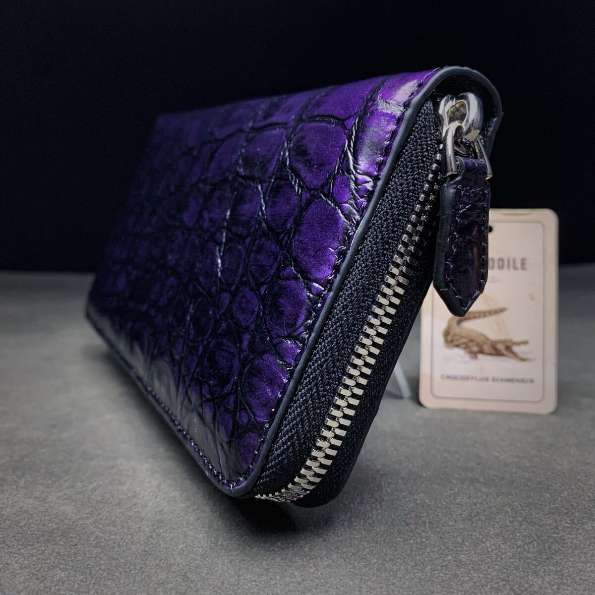 クロコダイル 長財布(ラウンドファスナー/ハンドメイド/手染め色 クロコダイル 長財布(ラウンドファスナー/ハンドメイド/手染め色
