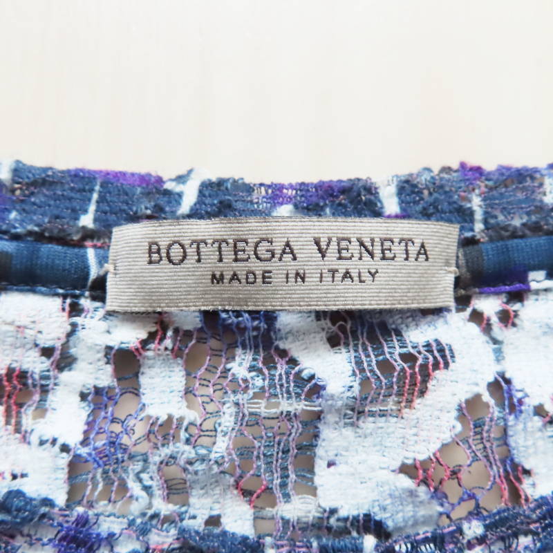 M04-k125 BOTTEGA VENETA ボッテガヴェネタ 裝飾デザインレース 長(zhǎng)袖カットソー トップス 38 ネイビー