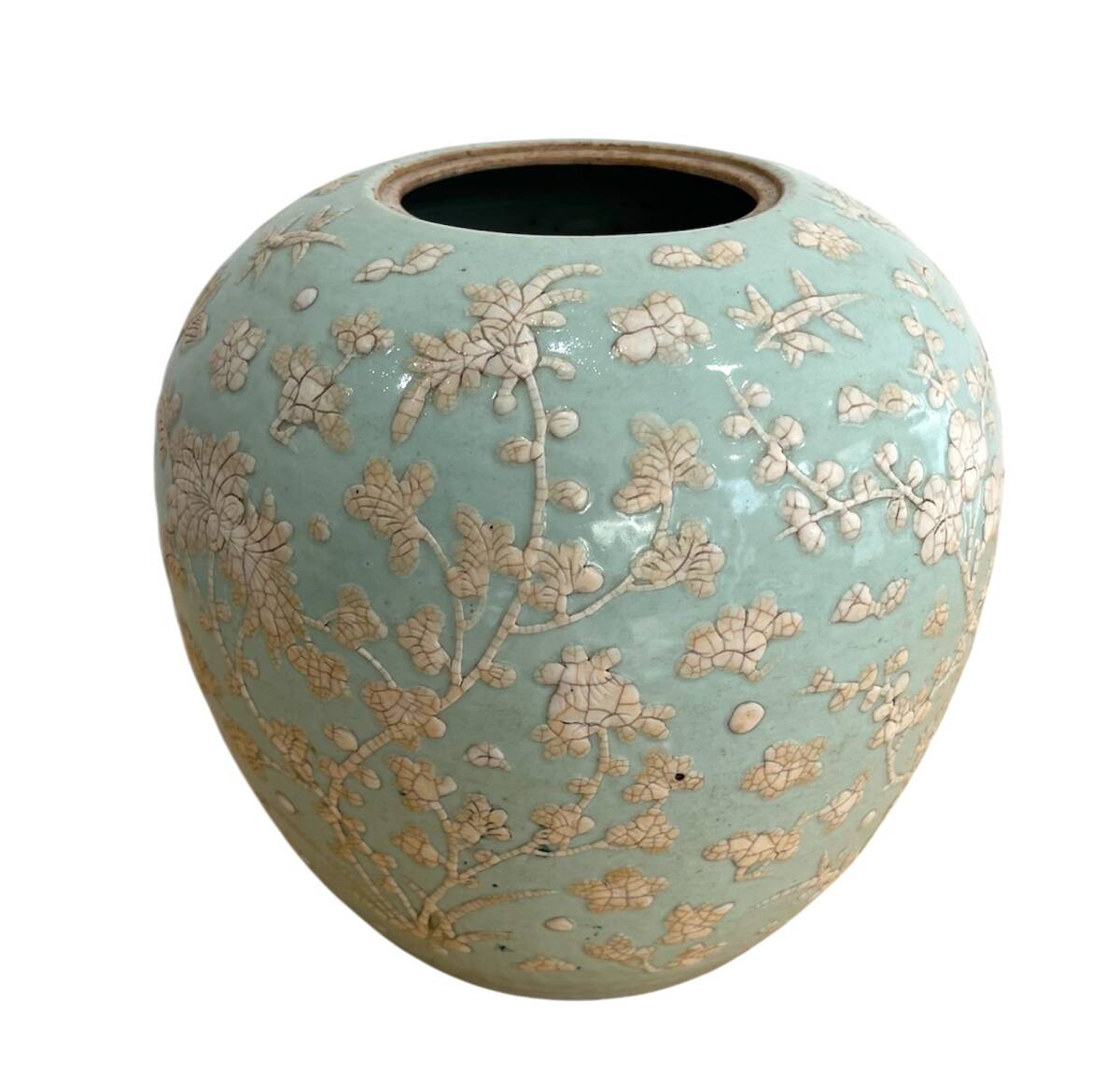 中古】中国 桂林市 釜定? 青磁 花瓶 花器 清時代 文物商店 中古】中国 桂林市 釜定? 青磁 花瓶 花器 清時代 文物商店
