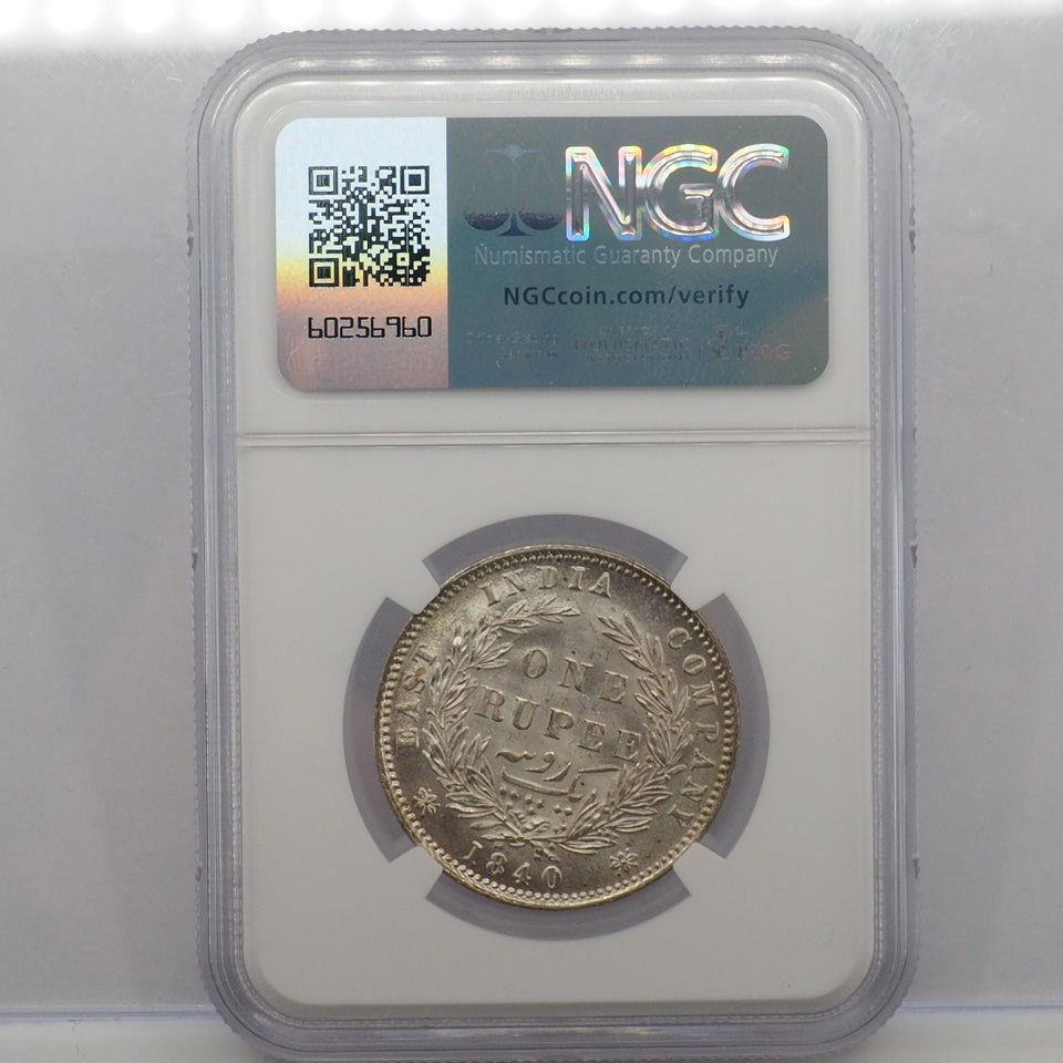1円スタート】 1840(B&C) 英領インド 1ルピー 銀貨 MS61 NGC 1円スタート】 1840(B&C) 英領インド 1ルピー 銀貨 MS61 NGC
