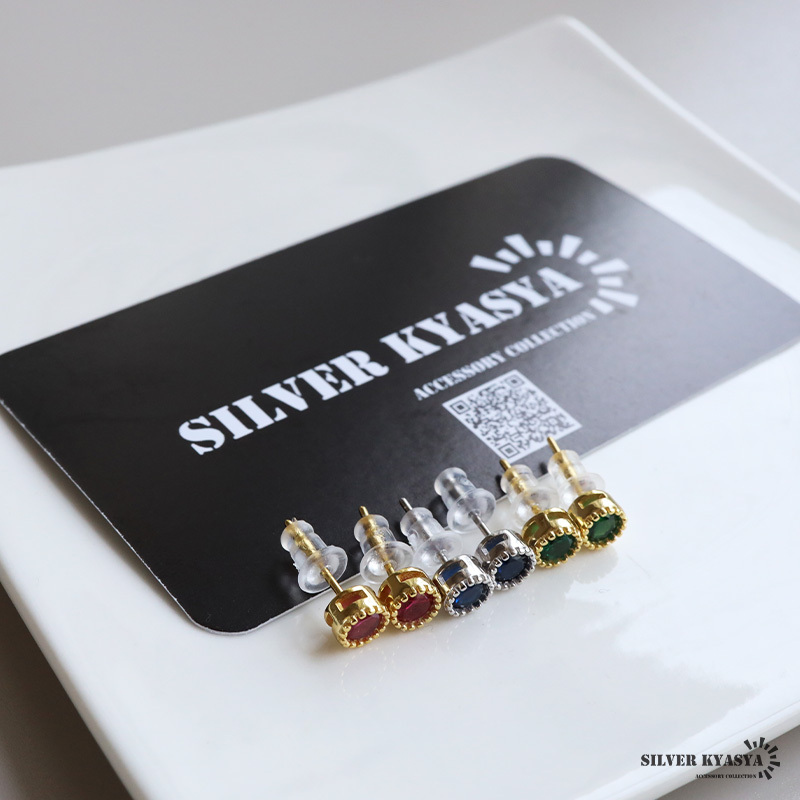 (ゴールド、ピンク) シルバー925 一粒ピアス ストーンピアス スタッドピアス 18KGP 両耳2點(diǎn) 女性 金アレ対応