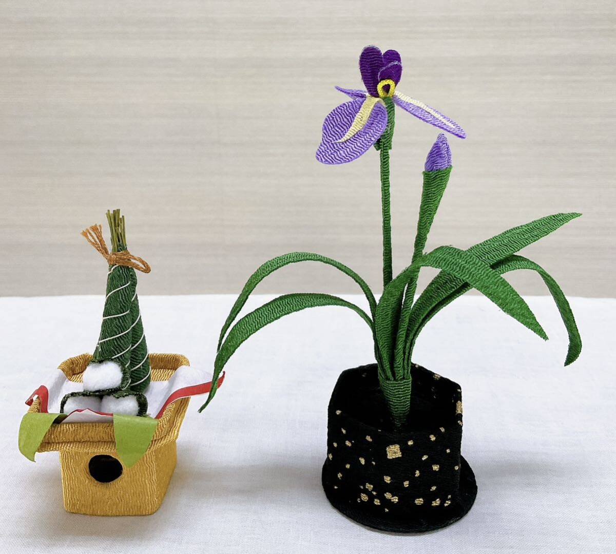 新品 五月飾り【花菖蒲＆ちまき飾り】ちりめん 子どもの日 端午の節(jié)句 初節(jié)句 季節(jié)ディスプレイ 未使用 日本制 