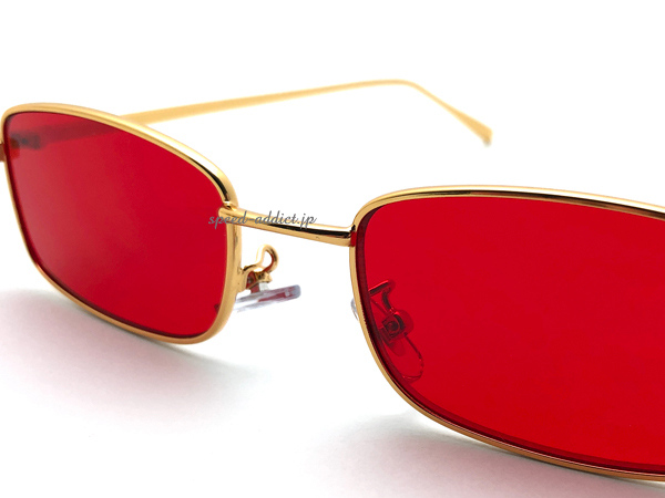 METAL SQUARE SUNGLASS for JAPANESE GOLD × LIGHT RED + очки кейс BLACK/ metal квадратное солнцезащитные очки тонкий Shape шт .. casual 