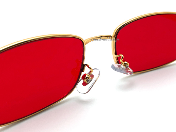 METAL SQUARE SUNGLASS for JAPANESE GOLD × LIGHT RED + очки кейс BLACK/ metal квадратное солнцезащитные очки тонкий Shape шт .. casual 