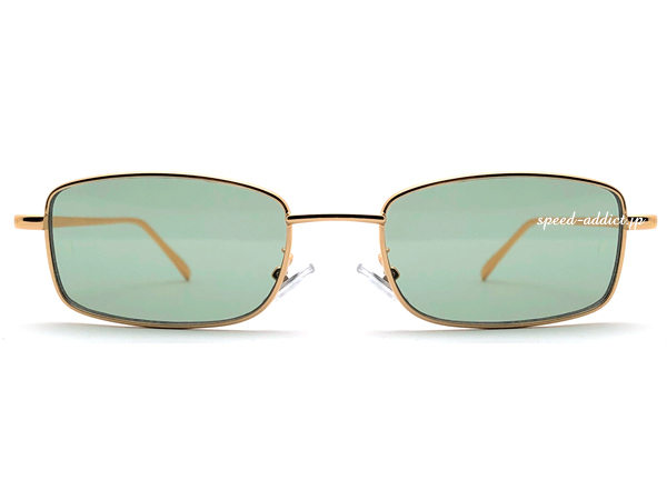 METAL SQUARE SUNGLASS for JAPANESE GOLD × LIGHT GREEN + очки кейс BLACK/ metal квадратное солнцезащитные очки Gold metal рама date очки