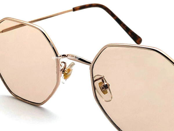 OCTAGON SUNGLASS GOLD × LIGHT BROWN + очки кейс BLACK/ ok tagon солнцезащитные очки Gold рама много квадратная форма рама стильный sharp 