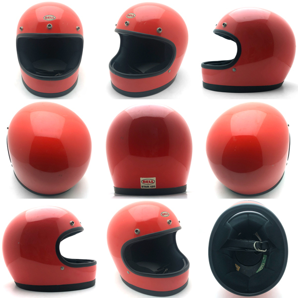 送料無料 BELL STAR 120 ORANGE 58cm/ベルスター120オレンジビンテージヘルメットレーサーオンロードフルフェイスbucoブコレーサー舊車70s