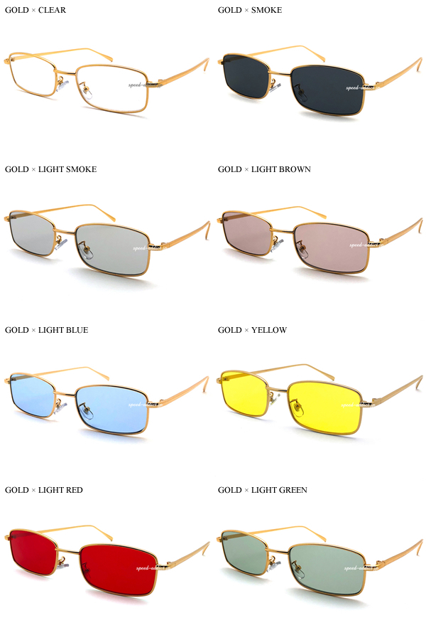 METAL SQUARE SUNGLASS for JAPANESE GOLD × LIGHT RED + очки кейс BLACK/ metal квадратное солнцезащитные очки тонкий Shape шт .. casual 