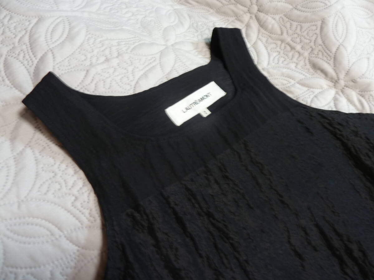 美品 LAUTREAMONT ロートレアモン 黒 ブラック デザイン マキシ丈 ワンピース 2 M レタパ600円発送 同梱OK