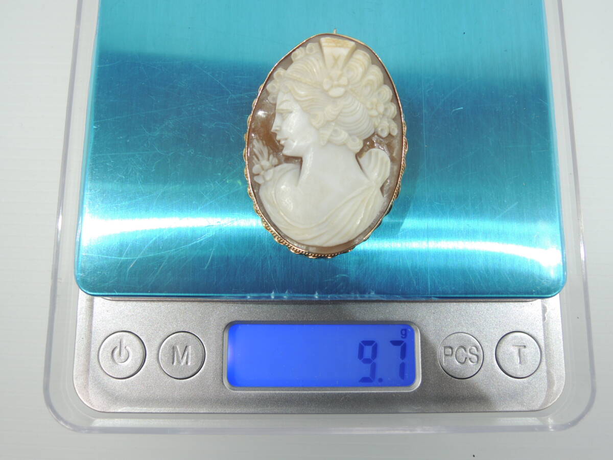 △14K 刻印 カメオ ブローチ ペンダントトップ 重量約9.7g 14金 △14K 刻印 カメオ ブローチ ペンダントトップ 重量約9.7g 14金