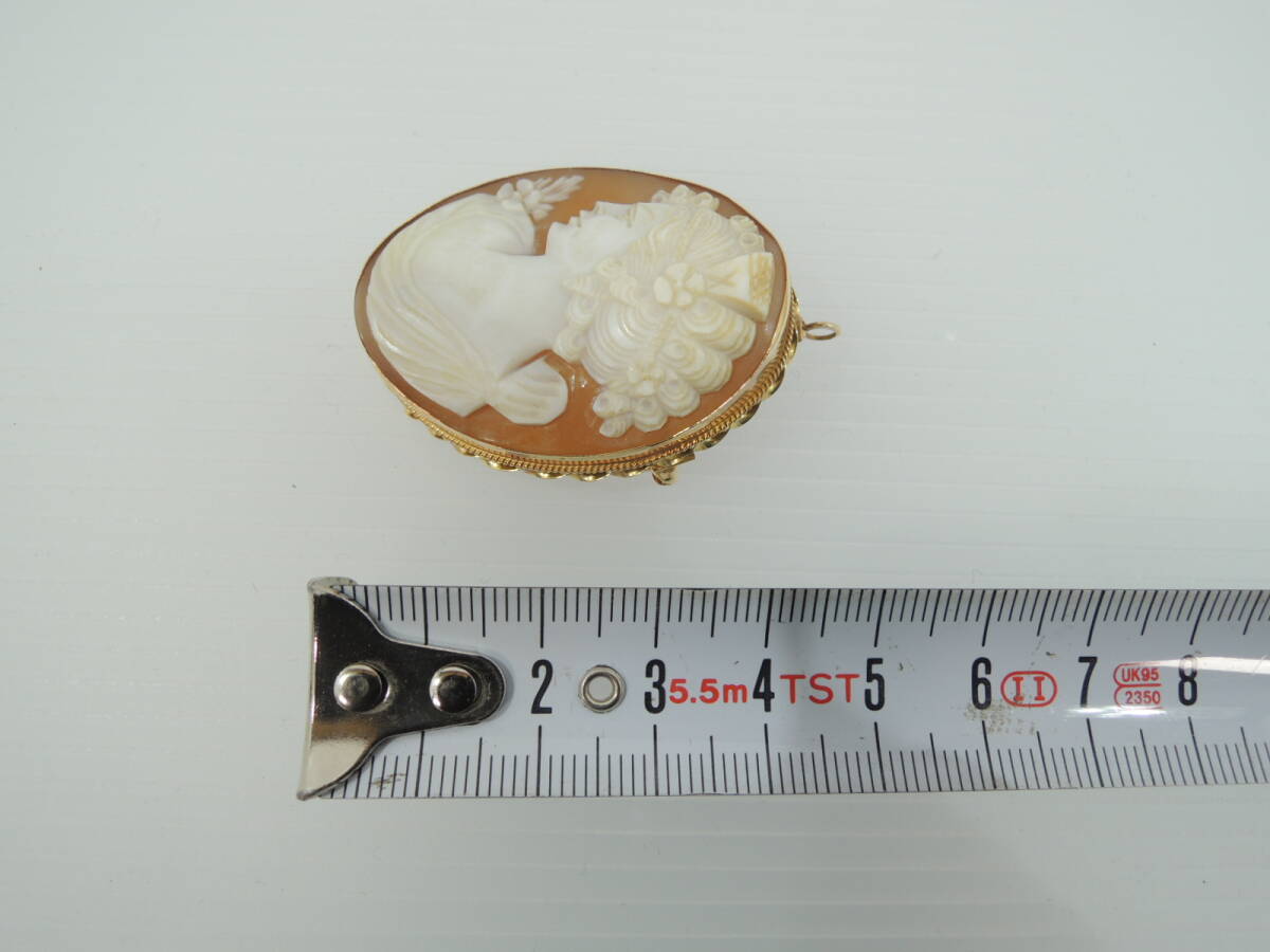 △14K 刻印 カメオ ブローチ ペンダントトップ 重量約9.7g 14金 △14K 刻印 カメオ ブローチ ペンダントトップ 重量約9.7g 14金
