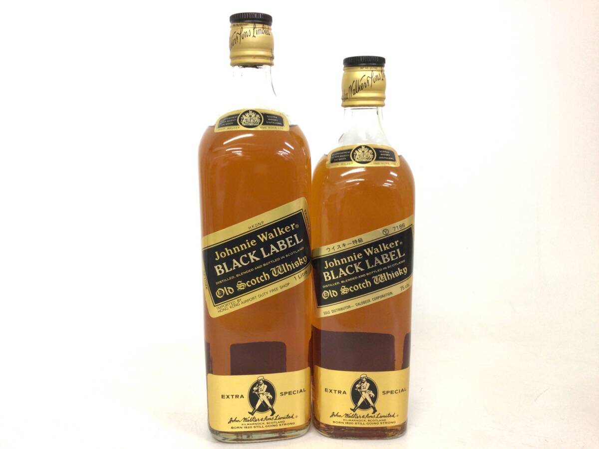 ウイスキー whisky ジョニーウォーカー ブラックラベル エクストラ スペシャル 黒金キャップ 2本セット 1000/750ml 43% 重量番号:4(100)
