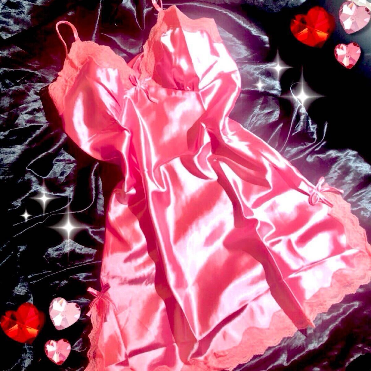  атлас ....*satin One-piece * глянец ... атлас tsurutsuru* baby doll топ LL женский сорочка розовый 