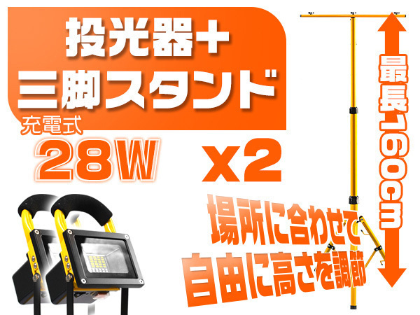 28W 充電式LED投光器 led作業灯ledヘッドライト 6000lm 専用三脚 28W 充電式LED投光器 led作業灯ledヘッドライト 6000lm 専用三脚