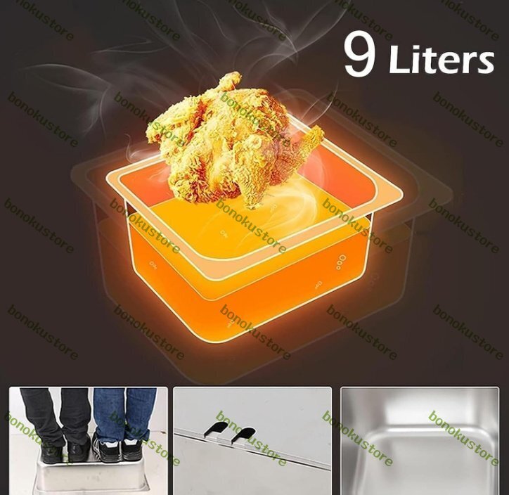 2*9L業(yè)務(wù)用ガスディープフライヤー ステンレス鋼カウンタートップバスケット フライドポテト バスケットと蓋付き 調(diào)節(jié)可能な溫度制御