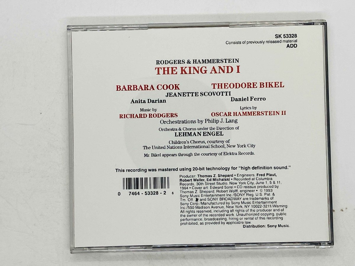 即決CD 王様と私 ミュージカル / バーバラ?クック THE KING AND I / Barbara Cook And Theodore Bikel SK 53328 X25