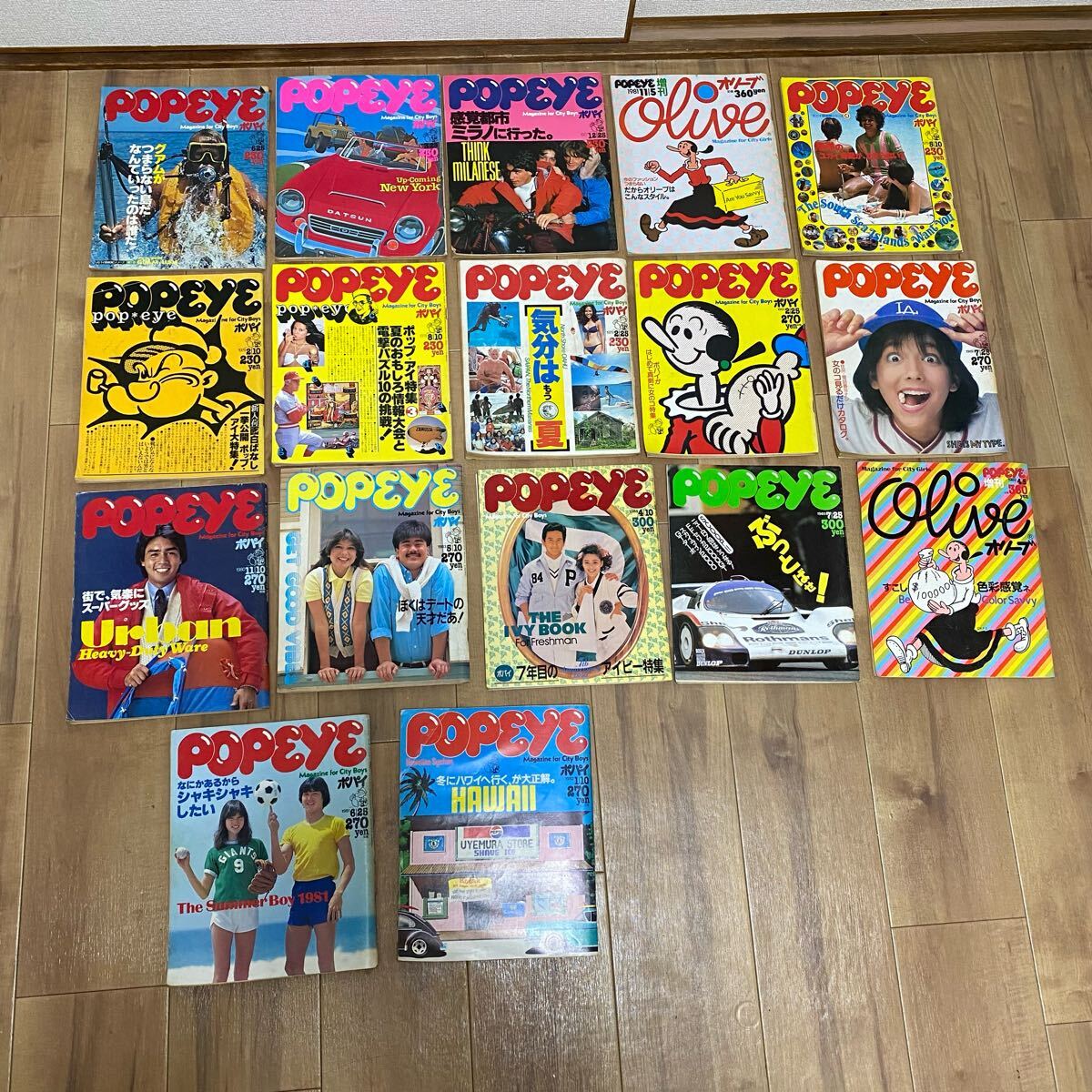 POPEYE ポパイ 雑誌 まとめ 17冊セット 当時物 昭和レトロ Olive POPEYE ポパイ 雑誌 まとめ 17冊セット 当時物 昭和レトロ Olive