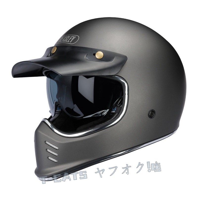 ☆新品ハーレー機(jī)関車 レトロフルフェイスヘルメット バイク用ヘルメット オフロードヘルメット 通気性良い DOT認(rèn)証規(guī)格 S -XXXL ブルー