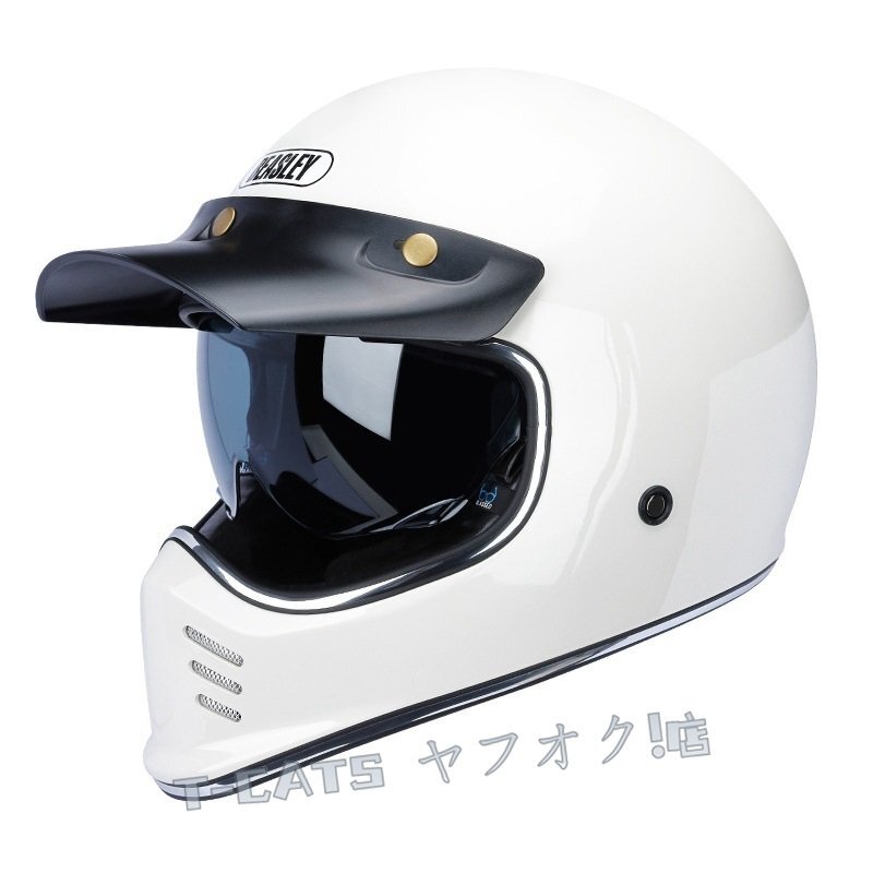 ☆新品ハーレー機(jī)関車 レトロフルフェイスヘルメット バイク用ヘルメット オフロードヘルメット 通気性良い DOT認(rèn)証規(guī)格 S -XXXL ブルー