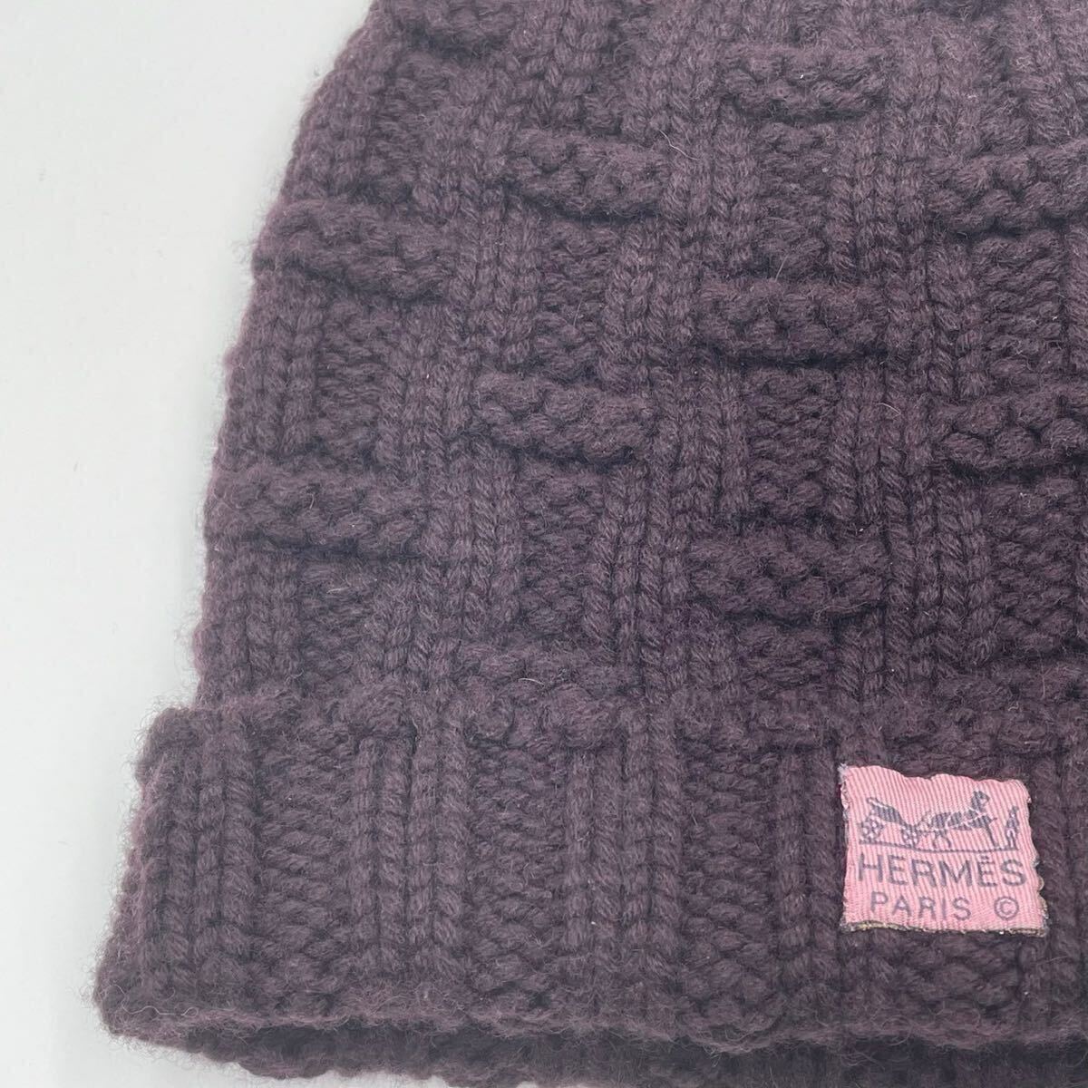 極美品 エルメス ニット帽 ビーニー カシミヤ100% H柄 ボルドー 極美品 エルメス ニット帽 ビーニー カシミヤ100% H柄 ボルドー