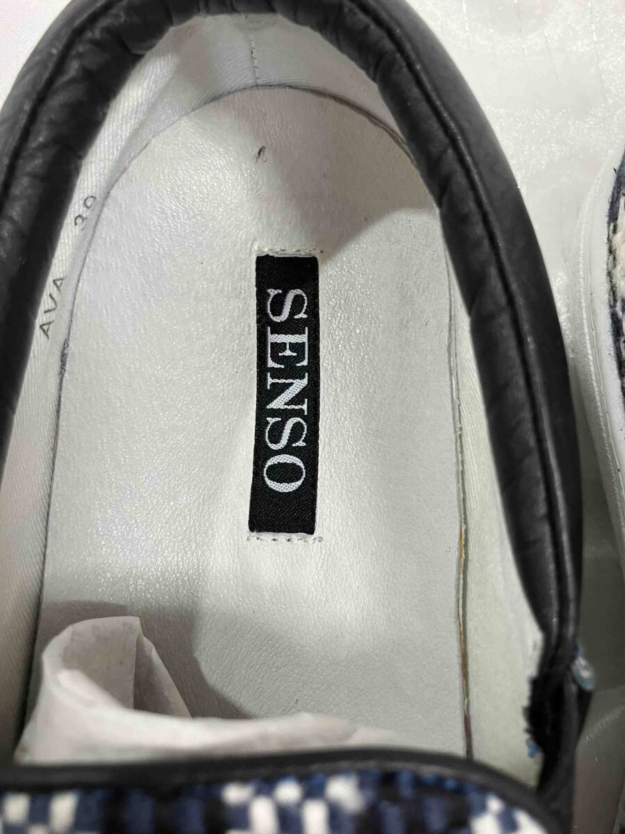 SENSO 白紺チェック柄 スリポン 箱付き サイズ39 定価19000円