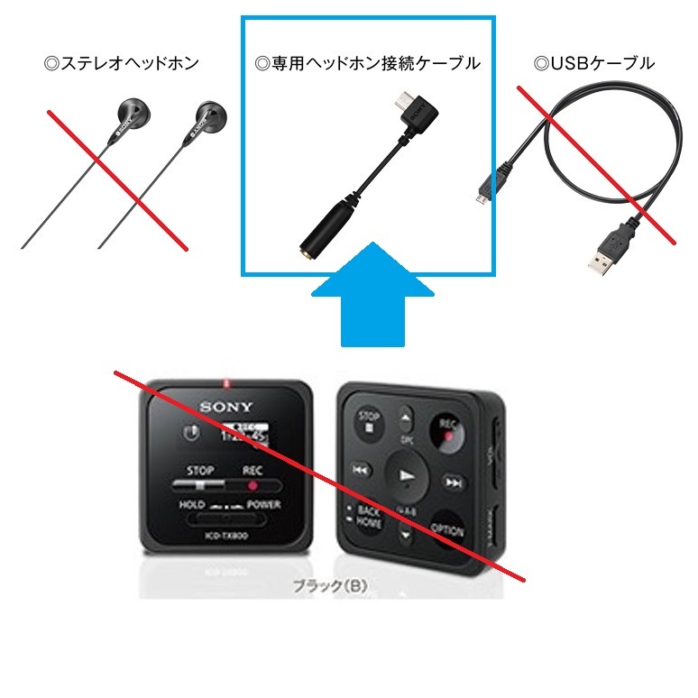ICD-TX800B専用ヘッドホン接続ケーブル