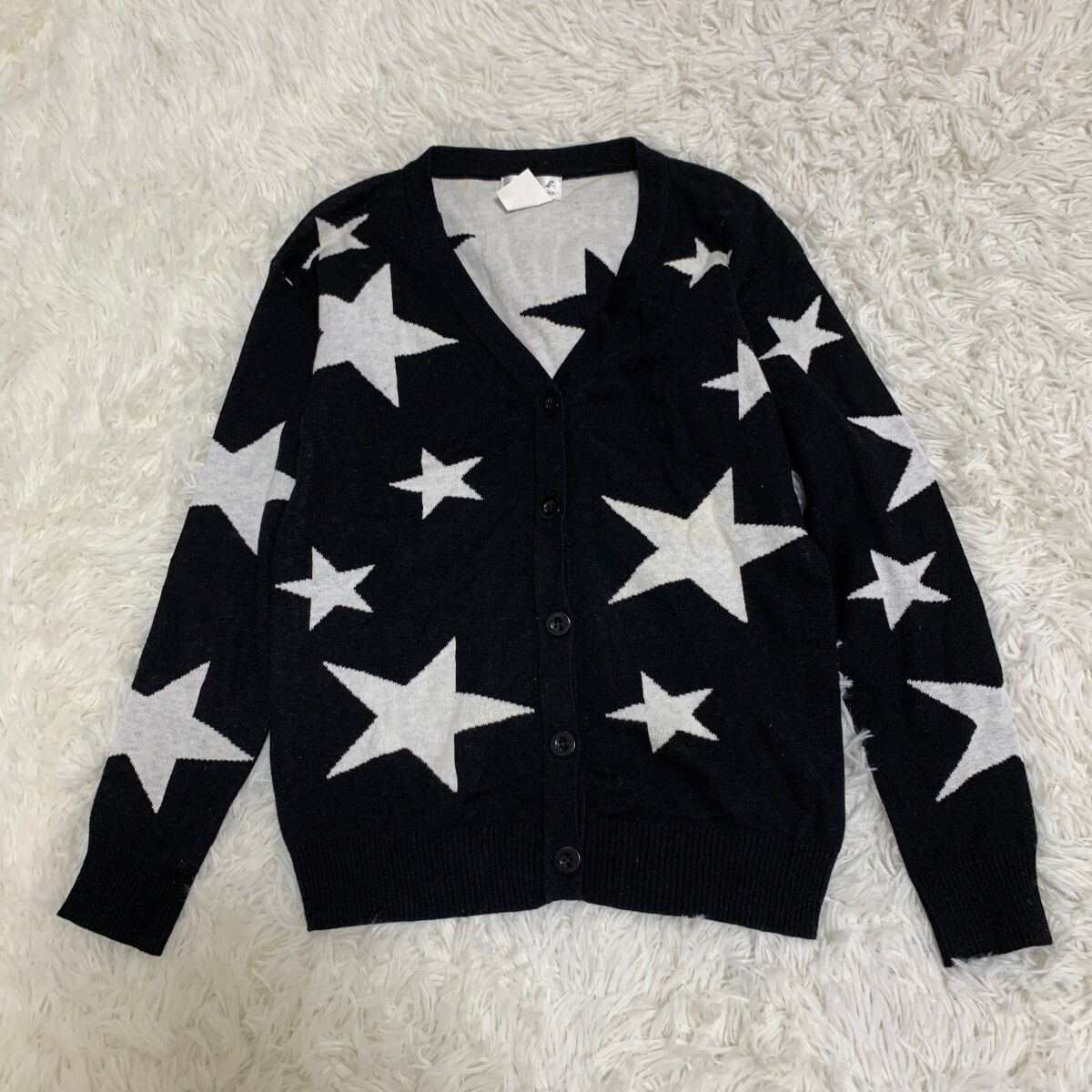 agnes b アニエスベー　カーディガン　星柄ニット　ブラック　サイズS