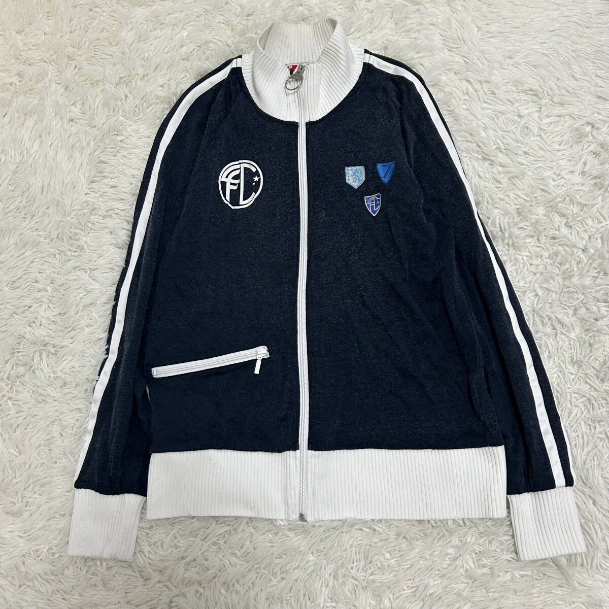 lotto ロット　ブルゾン　ジャンパー　カジュアル　トラックジャケット　サッカー　ネイビー　サイズM　ジャージ_画像1