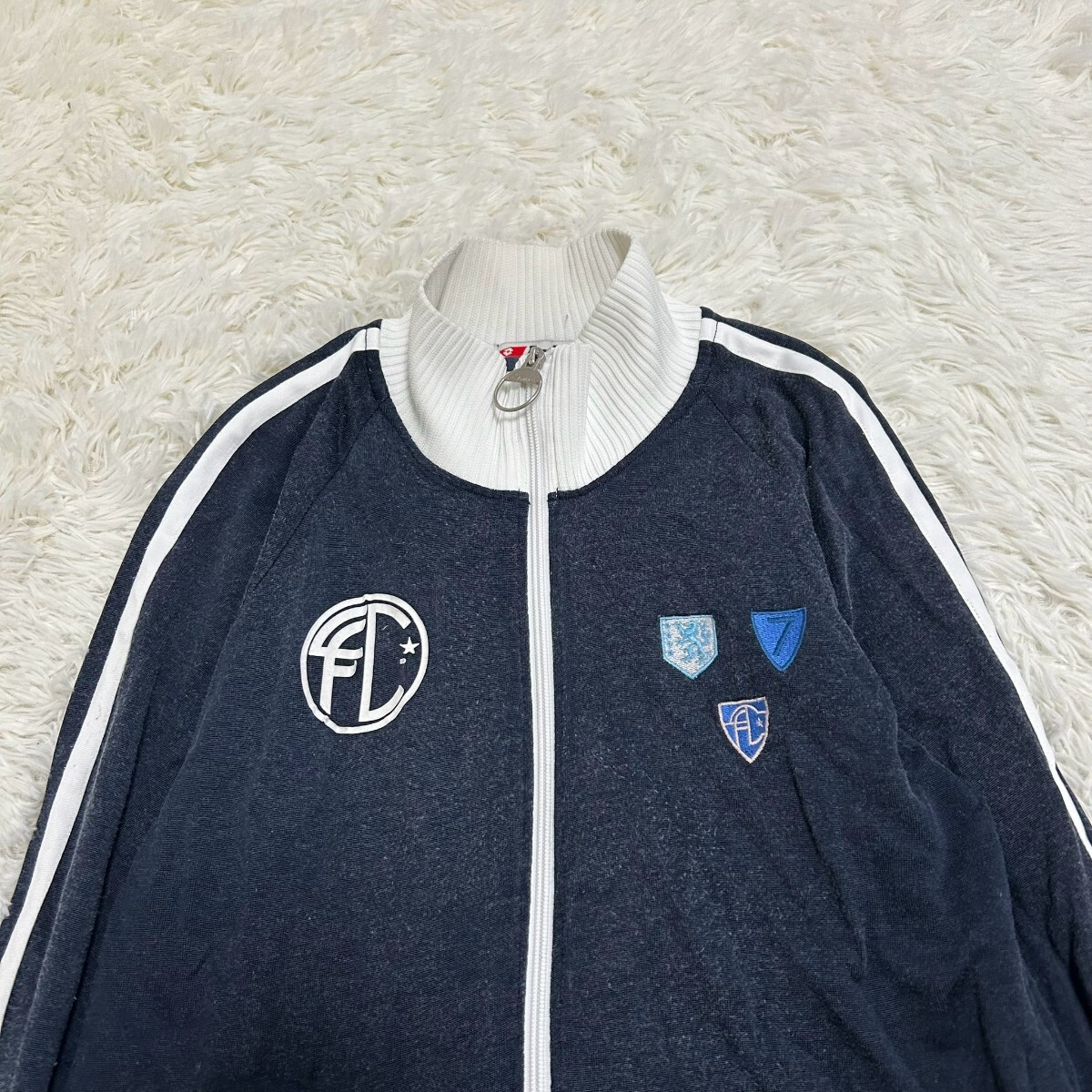 lotto ロット　ブルゾン　ジャンパー　カジュアル　トラックジャケット　サッカー　ネイビー　サイズM　ジャージ_画像2