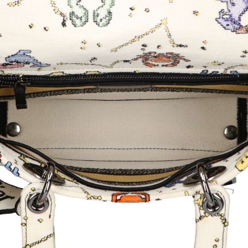  Dior LADY D-LITE парусина ткань вышивка 2WAY сумка на плечо б/у SB01