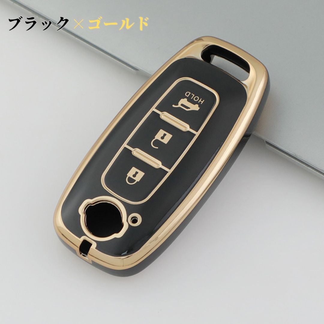 送料無料 キーケースカバー 日産NISSAN　B型 スマートキー ケース セレナC28 エクストレイルT33 アリア サクラなど 黒金