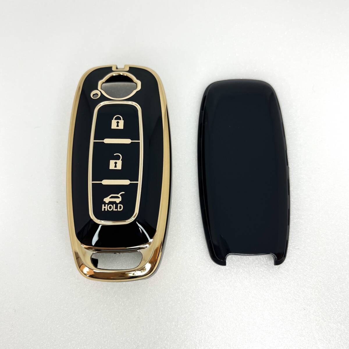 送料無料 キーケースカバー 日産NISSAN　B型 スマートキー ケース セレナC28 エクストレイルT33 アリア サクラなど 黒金
