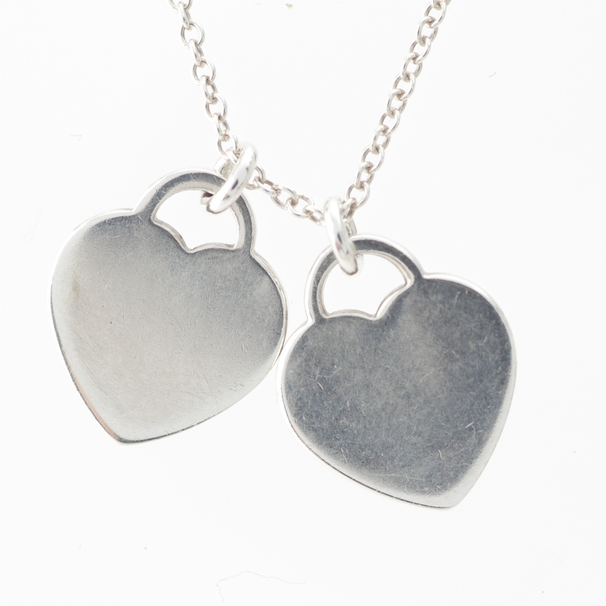  Tiffany возврат Tumi ni двойной Heart бирка бриллиантовое колье Ag925 серебряный 2.8g[ б/у ]