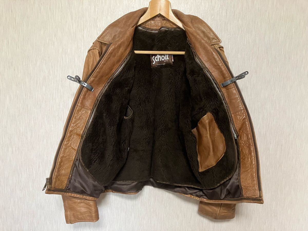 ボアライナー付 schott ショット AT101 茶革シングルライダース ボアライナー付 schott ショット AT101 茶革シングルライダース