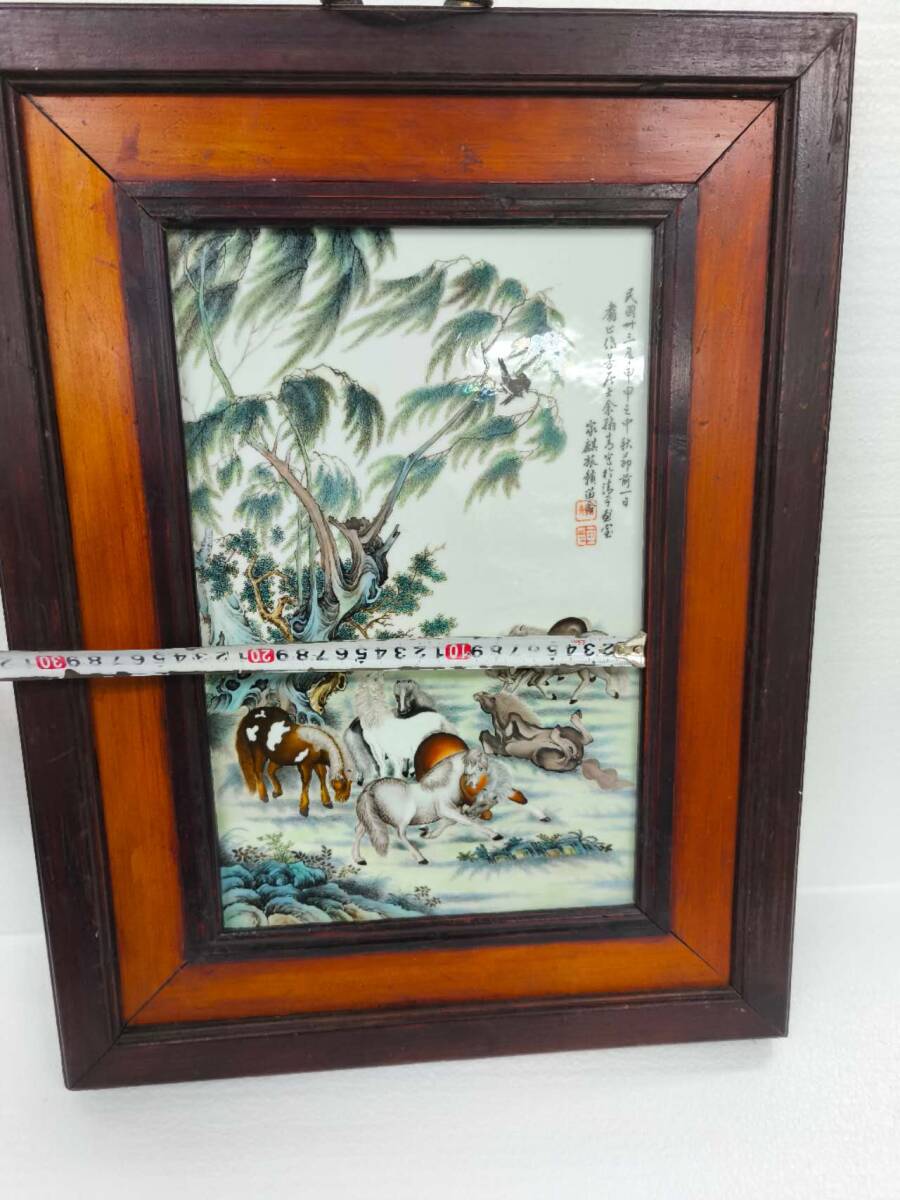 美品 中国 古美術 唐物 時代物 江西 景徳鎮 額装 絵画 陶板 陶瓷 美品 中国 古美術 唐物 時代物 江西 景徳鎮 額装 絵画 陶板 陶瓷