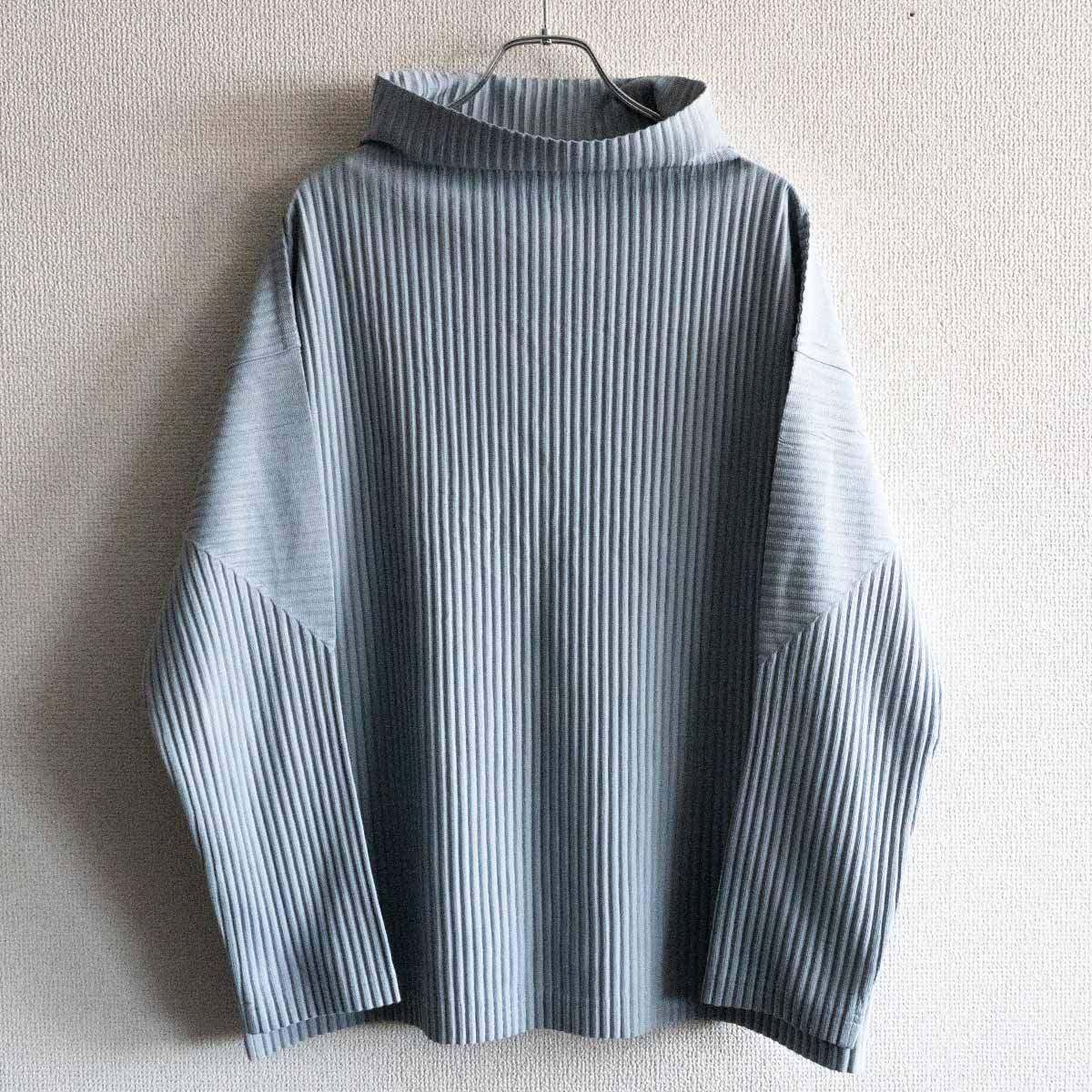 【美品】 HOMME PLISSE ISSEY MIYAKE【ハイネック 長(zhǎng)袖 プリーツ カットソー】オムプリッセ イッセイミヤケ 25030564