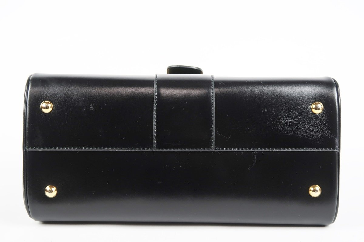 [ очень красивый товар ]DELVAUX Dell bo-.. поставщик желтохвост yon Kelly type ручная сумочка черный × Gold металлические принадлежности [SL47]