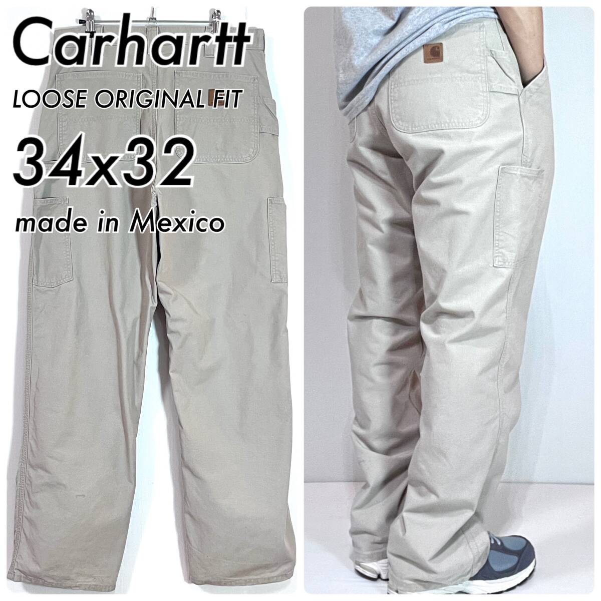 Carhartt カーハート W34L32 タン ベージュ レザーパッチ ライト Carhartt カーハート W34L32 タン ベージュ レザーパッチ ライト