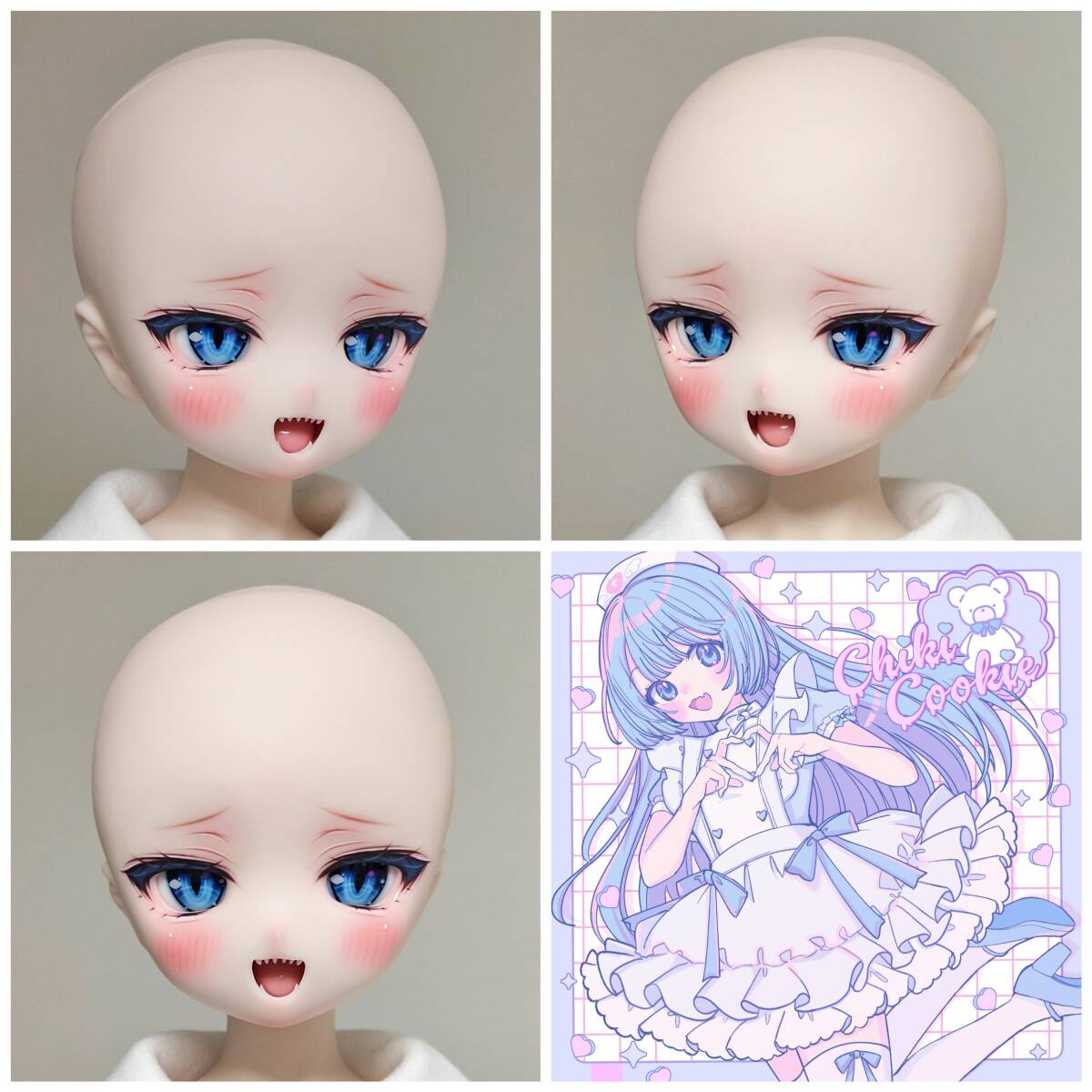 Chiki】DDH-01 セミホワイト肌 カスタムヘッド+舌パーツ+ Chiki】DDH-01 セミホワイト肌 カスタムヘッド+舌パーツ+
