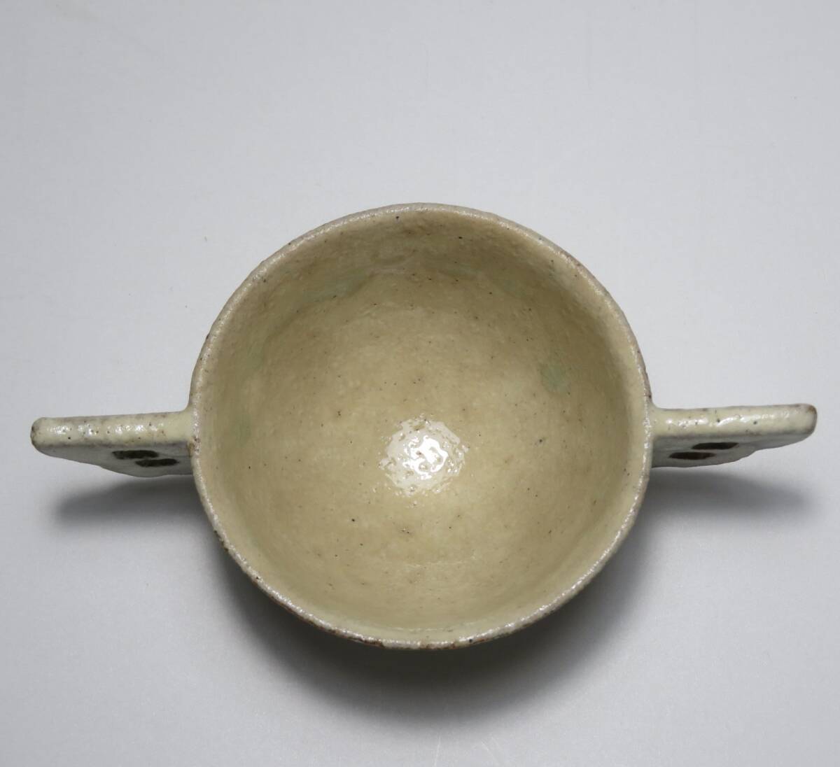 韓国美術 李朝 白磁 雨漏り 粉引双耳杯 希少品 時代物 分院(李朝 韓国美術 李朝 白磁 雨漏り 粉引双耳杯 希少品 時代物 分院(李朝