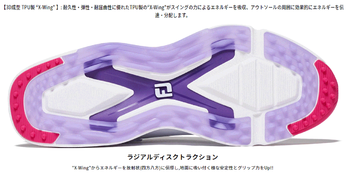 новый товар # foot Joy #2024.2# женский FJ Pro SL X боа шиповки отсутствует ##98216# белый | лиловый #24.5CM# стандартный товар