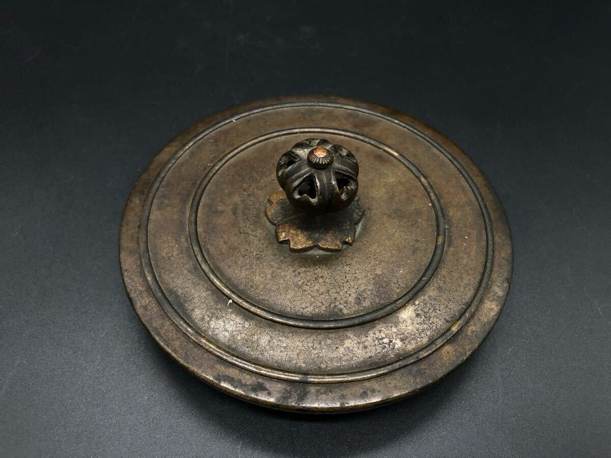 煎茶道具 時代物 古作 鉄瓶 釜師 龍文堂造 銅蓋 岩肌(鉄瓶 煎茶道具 時代物 古作 鉄瓶 釜師 龍文堂造 銅蓋 岩肌(鉄瓶