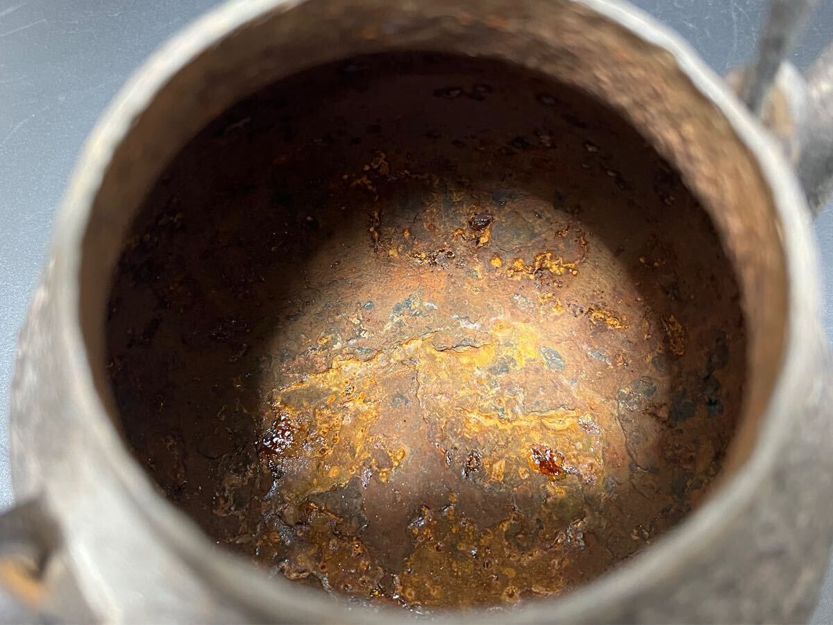 煎茶道具 時代物 古作 鉄瓶 釜師 祥雲堂 龍文堂造 銅蓋 金属工芸 煎茶道具 時代物 古作 鉄瓶 釜師 祥雲堂 龍文堂造 銅蓋 金属工芸