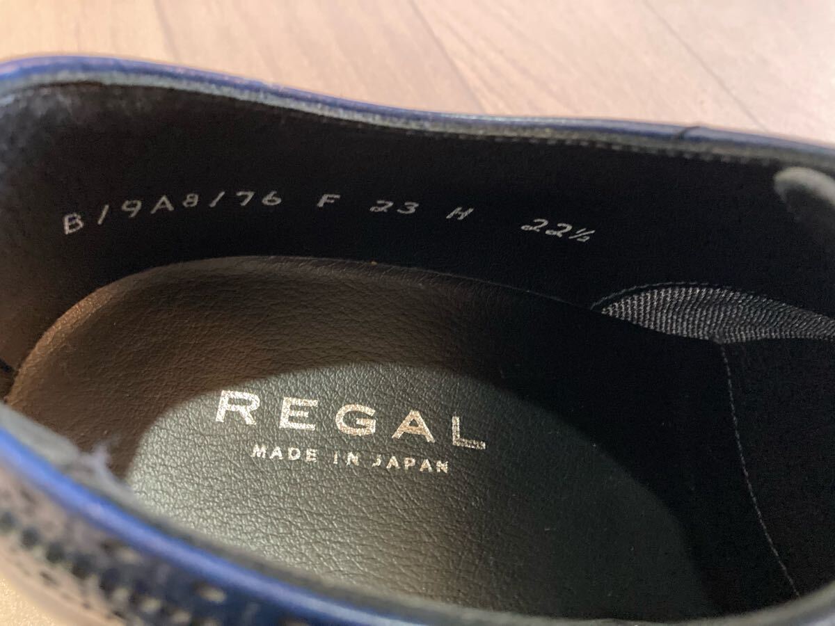 リーガル ウイングチップ 22.5cm 革靴 ネイビー ブルー ドレスシューズ 青 regal レザー 日本制