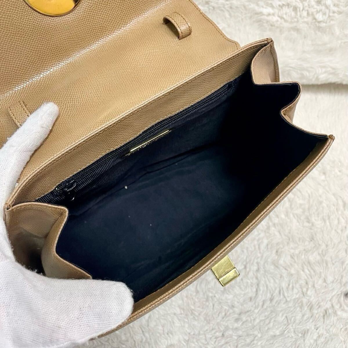 美品 GIVENCHY ジバンシィ ターンロック 金具 ハンドバッグ フォーマルバッグ バック 大容量 メンズ ユニセックス ベージュ レザー 普段用
