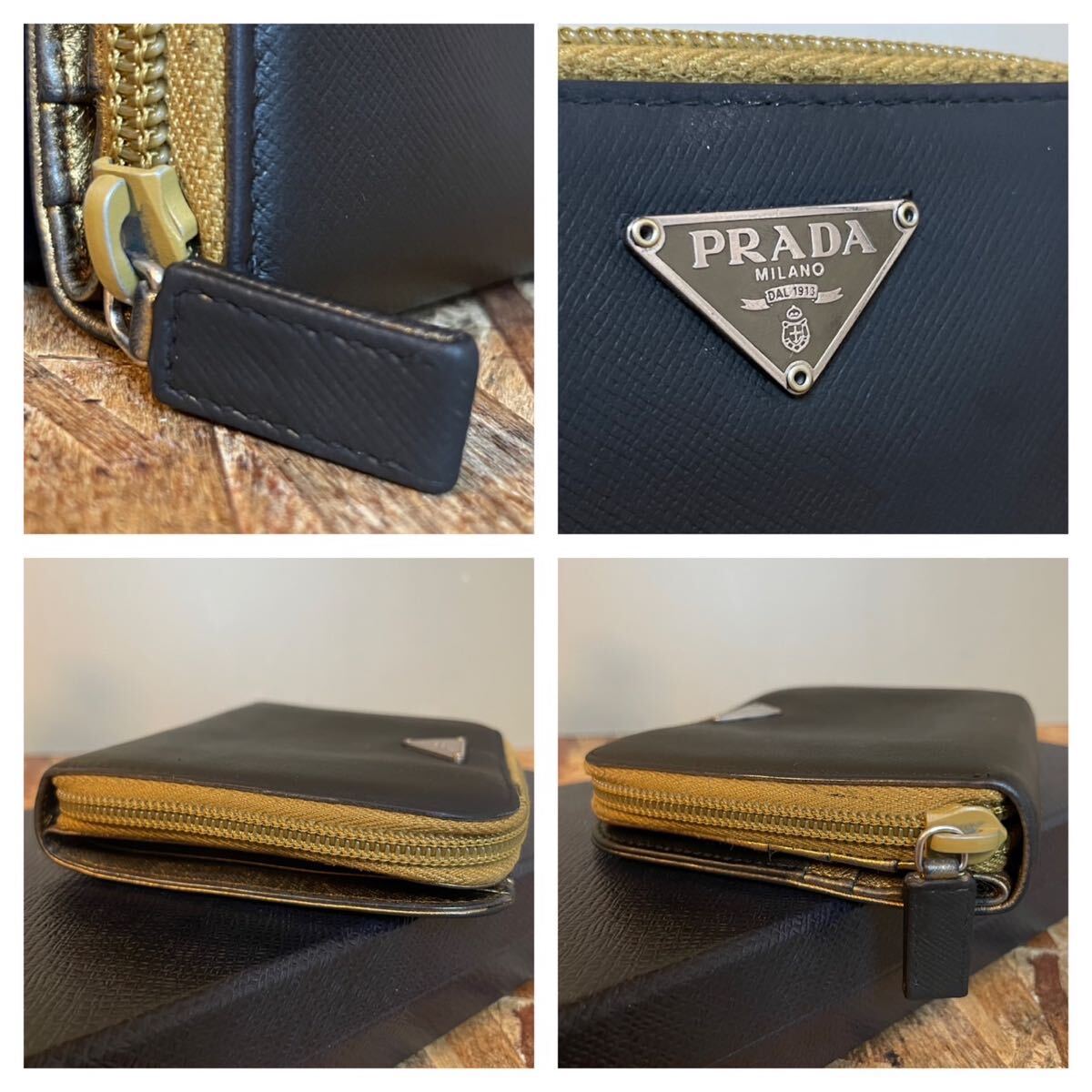 1円 美品 PRADA プラダ サフィアーノレザー ラウンドファスナー 1円 美品 PRADA プラダ サフィアーノレザー ラウンドファスナー