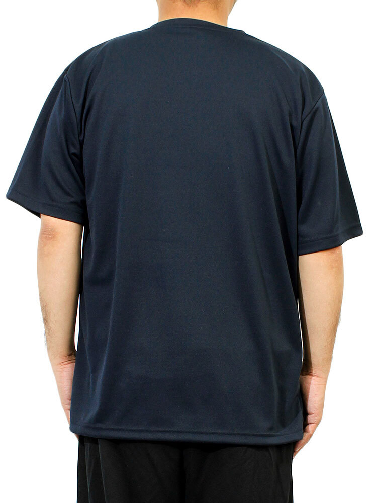 【新品】 5L ネイビー Tシャツ メンズ 大きいサイズ 半袖 吸汗速干 ドライ メッシュ UVカット 無地 Vネック カットソー