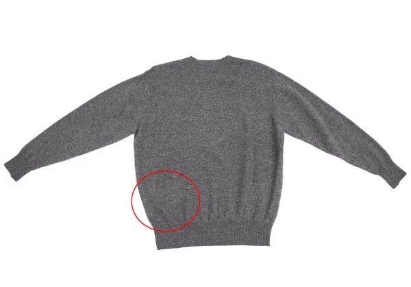 パパスPapas ワンポイントロゴ刺繍クルーネックニット グレーM_画像9
