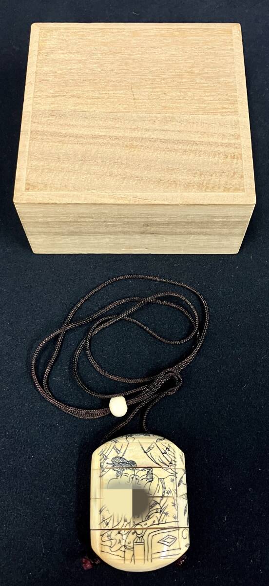 0004-03006 1円出品 骨董品 印籠 薬入れ 春画 両面模様 高さ約 0004-03006 1円出品 骨董品 印籠 薬入れ 春画 両面模様 高さ約